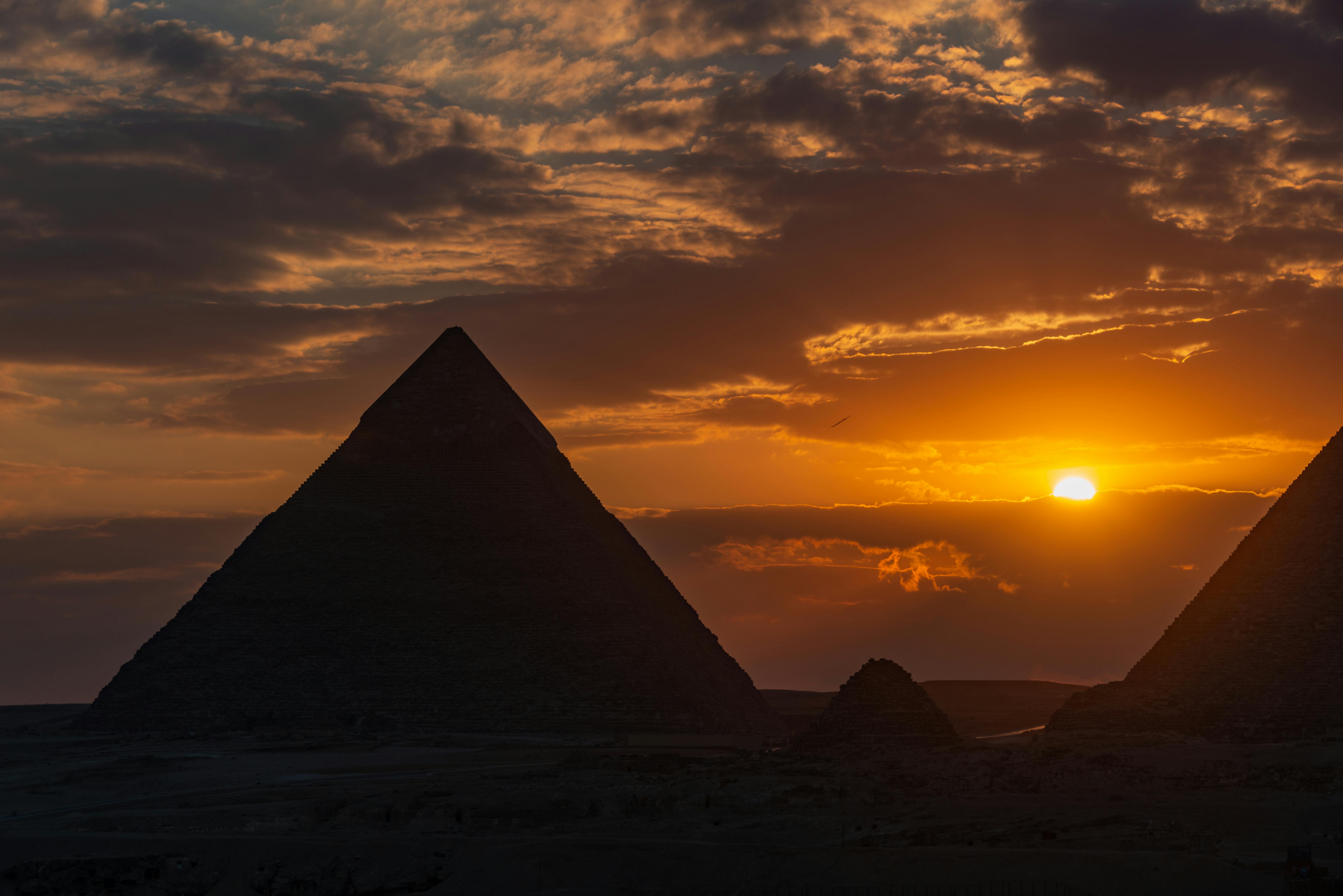 Pyramids of Giza at golden hour